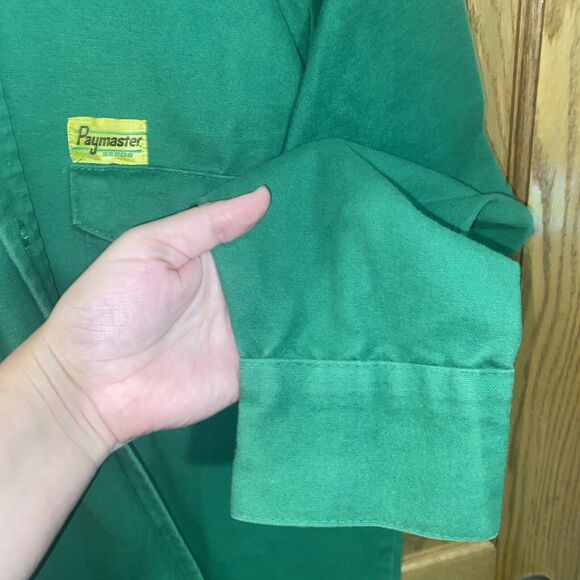 Vintage Frostproof Paymaster Seeds Medium Green Button Up Long Sleeve Shirt - Picture 8 of 10